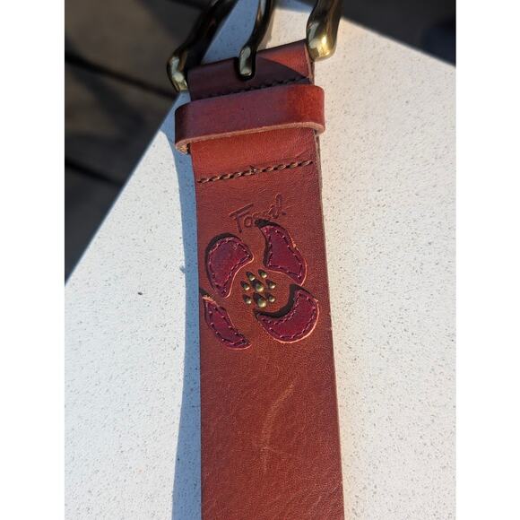 Fossil Belt Women's Small Leather Brown Floral 102353 BT3403 231 - Picture 1 of 6